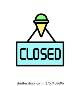 Ice cream, signboard icon. Simple color with outline vector elements of freeze sweet icons for ui and ux, website or mobile application