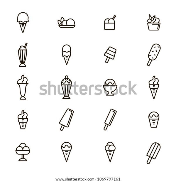 Ice Cream Signs Black Thin Line Stock Vector (Royalty Free) 1069797161