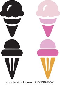 Ice cream silhouette colour set vector design of cream illustration and icon