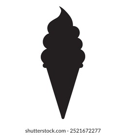 Ice cream silhouette on a white background. Vector illustration ideal for dessert designs, summer themes, and food-related projects. Perfect for adding a sweet touch to graphics.