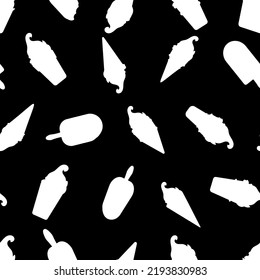 Ice cream silhouette pattern, seamless pattern on a black background. Illustration of vector design. vector illustration