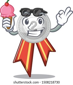 With ice cream silver medal isolated with the character
