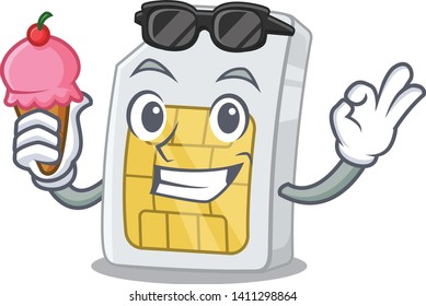 With ice cream simcard in the a character shape
