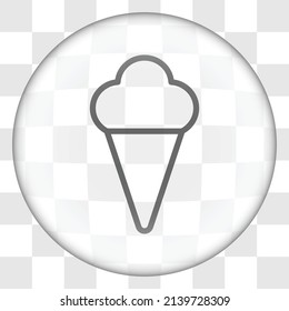 Ice cream simple icon vector. Flat design. Glass button on transparent grid.ai