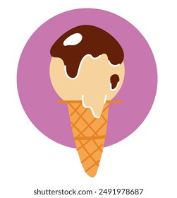 Ice cream simple line art style isolated concept. Vector flat graphic design element illustration