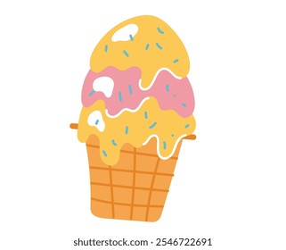 Ice cream simple line art style isolated concept. Vector flat graphic design illustration