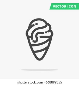 Ice cream simple linear icon. Vector symbol of hot summer. Black line style ice-cream in cup sign.