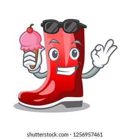 With ice cream single of boots isolated on mascot