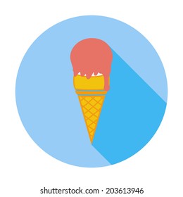 Ice cream. Single flat color icon. Vector illustration.