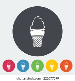 Ice cream. Single flat icon on the circle. Vector illustration.