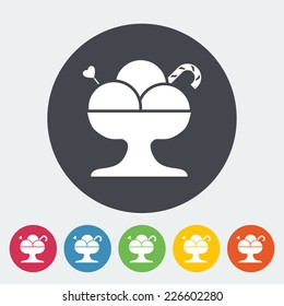 Ice cream. Single flat icon on the circle. Vector illustration.