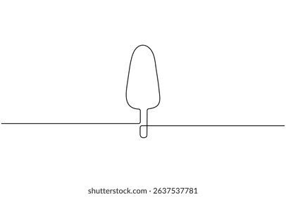 Ice cream in single line draw illustration. Continuous one line drawing, Ice cream bar continuous one line drawing vector illustration, sweet and cold food .