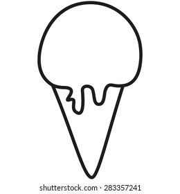 Ice Cream. Single line icon. Vector illustration.