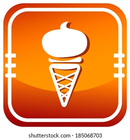 Ice cream. Single orange icon. Vector illustration.