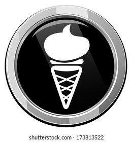 Ice cream. Single round icon. Vector illustration.