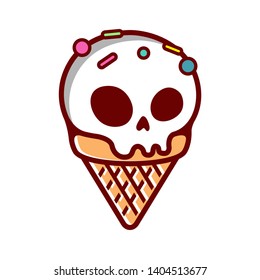 Ice cream Skull head in a cone - Vector