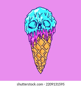 Ice cream skull isolated horror halloween vector image