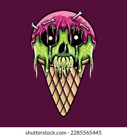 Ice Cream Skull Monster Cartoon