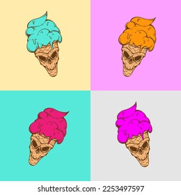 ICE CREAM SKULL VECTOR ILLUSTRATION