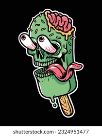 ice cream skull vector illustration
