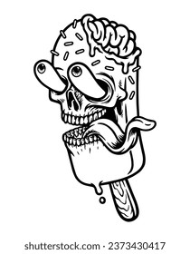 ice cream skull vector illustration