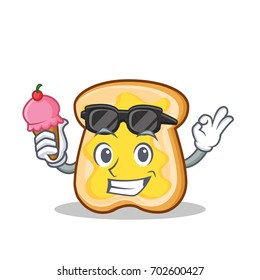 With ice cream slice bread cartoon character
