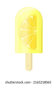 helado con un trozo de limón sobre un palo