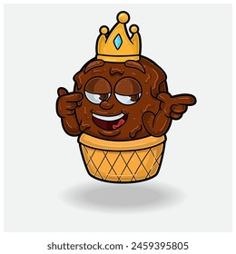 Ice cream With Smug expression. Mascot cartoon character for flavor, strain, label and packaging product. Vector Illustration