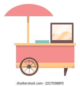 Ice cream snack icon cartoon vector. Street food. Cart vendor