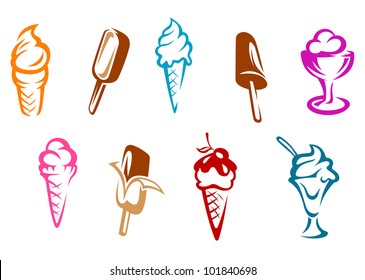 Ice cream snacks set isolated on white background, such logo. Jpeg version also available in gallery