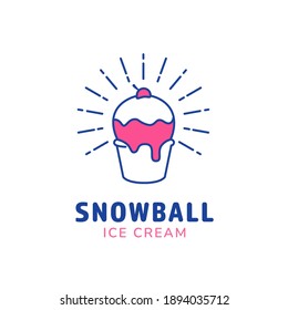 Símbolo del logotipo de la copa de nieve helado en monolina