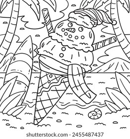 Ice Cream Snowman Cone Coloring Page for Kids