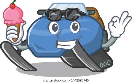 With ice cream snowmobile toys in the cartoon shape