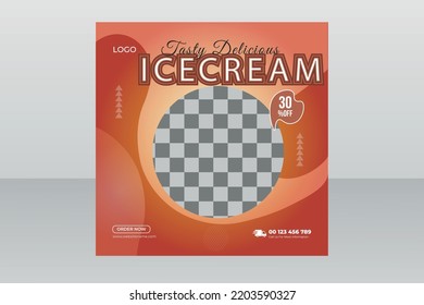 Ice cream social media banner and  post tamplate or vector design