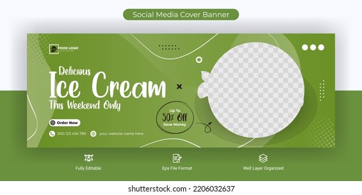 Ice Cream Social Media Cover Banner Post Template