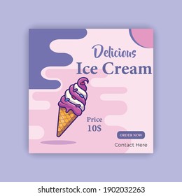 Ice Cream Social Media Post Banner Template