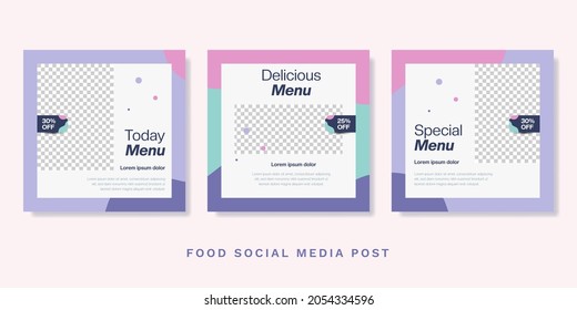 Ice cream social media post template  Banner square for food  fresh drink and cute color  Vector illustration