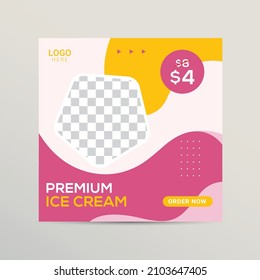 Ice cream social media post template design promotion