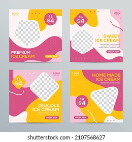 Ice cream social media post template design promotion
