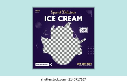 Ice Cream Social Media Post Design Template