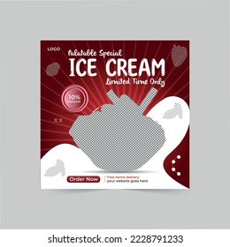 Ice cream social media post banner template