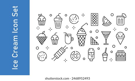 Ice cream soda icon with editable vector.