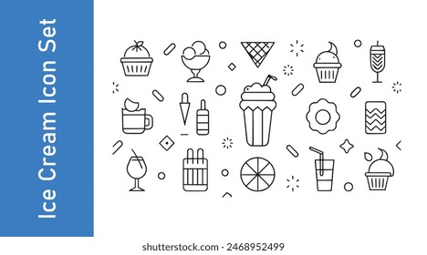 Ice cream soda icon with editable vector.