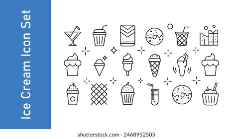 Ice cream soda icon with editable vector.