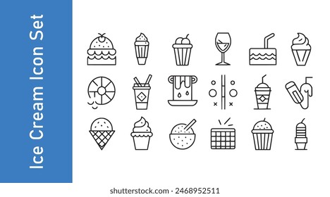 Ice cream soda icon with editable vector.