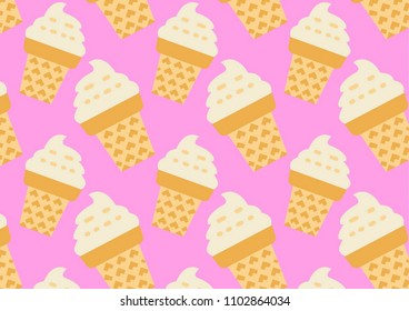 Ice cream soft serve Vanilla Flavor with sprinkle Pastel Pattern.Vector illustration isolated EPS10.