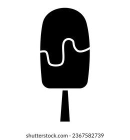 Ice cream solid icon, confectionary concept, eskimo with dark chocolate glaze sign on white background, Ice lolly icon in glyph style for mobile concept and web design. Vector graphics