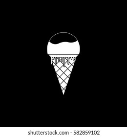 Ice Cream solid icon, food & drink elements, sweets sign, a filled pattern on a black background, eps 10.