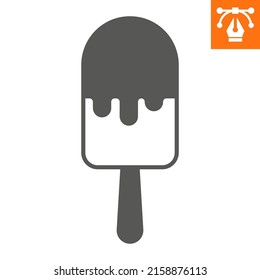 Eiscreme-Ikone, Glyph-Symbol für Website oder mobile App, Essen und Süßes, Eis-Vektorsymbol, einfache Vektorgrafik, Vektorgrafiken mit bearbeitbaren Strichen.