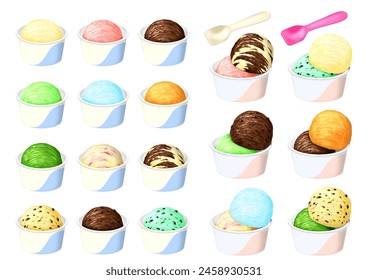 Ice cream sorbet 12 flavors paper cup